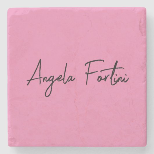 手書き入力プレーンシンプルプロフェッショナルピンク ストーンコースター (正面)