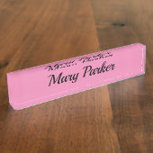 手書き入力プレーンシンプルプロフェッショナルピンク デスクネームプレート (側面)