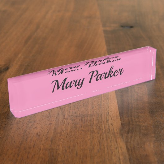 手書き入力プレーンシンプルプロフェッショナルピンク デスクネームプレート (側面)