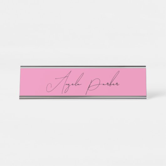 手書き入力プレーンシンプルプロフェッショナルピンク デスクネームプレート (正面)