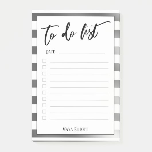 手書き入力リスト白銀ストライプ色の文字、線 ポストイット (正面)