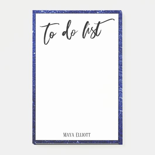 手書き入力リスト青いグリッター縁ど、名前 ポストイット (正面)