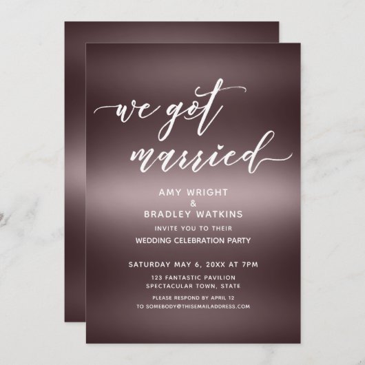 手書き入力- 得 We 結婚した Overバラ金ゴールド 招待状 (正面/裏面)