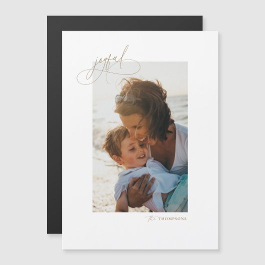手書き入力Joyful Minimalist Holiday Photo Card マグネット招待状 (正面/裏面)