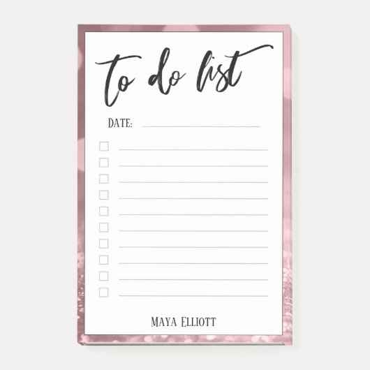 手書き入力To Doリストグリッター《写真》ぼけ味バラ金ゴールド ポストイット (正面)