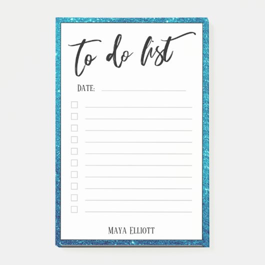 手書き入力To Doリストティール（緑がかった色）縁どグリッター、名前 ポストイット (正面)