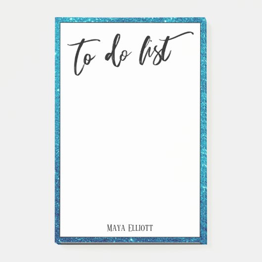 手書き入力To Doリストティール（緑がかった色）縁どグリッター、名前 ポストイット (正面)
