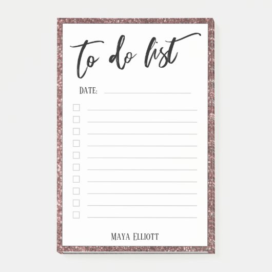 手書き入力To Doリストバラ金ゴールド縁どグリッター ポストイット (正面)