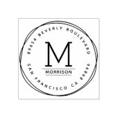 手書き円 |カスタムイニシャル差出人住所 ラバースタンプ (インプリント)