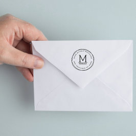 手書き円 |カスタムイニシャル差出人住所 ラバースタンプ