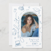 手書き写真お洒落卒業発表 案内状 (正面)