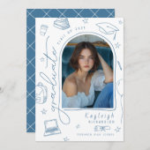 手書き写真お洒落卒業発表 案内状 (正面/裏面)
