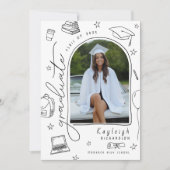 手書き写真お洒落卒業発表 案内状 (正面)
