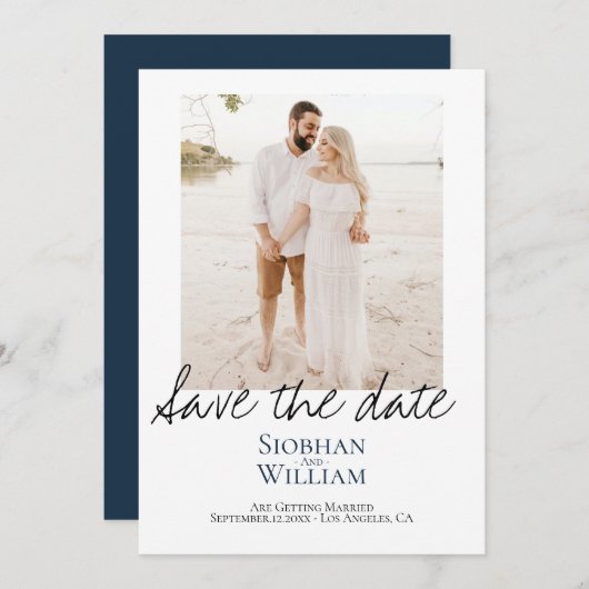 手書き写真の日付を保パーソナライズされた存 セーブザデート (正面/裏面)