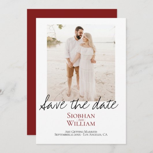 手書き写真の日付を保パーソナライズされた存 セーブザデート (正面/裏面)