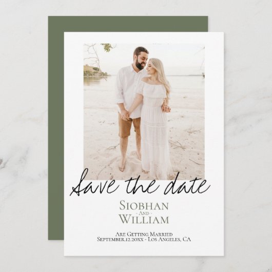 手書き写真の日付を保パーソナライズされた存 セーブザデート (正面/裏面)