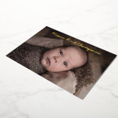 手書き写真の生誕通知カード 箔招待状 (回転した状態)