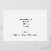 手書き写真の生誕通知カード 箔招待状 (裏面)