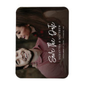 手書き写真エレガントな結婚式の日付を保存 マグネット (縦)