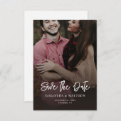 手書き写真エレガントな結婚式QRコード セーブザデート (正面/裏面)