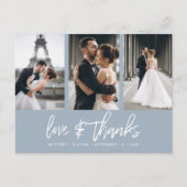 手書き写真コラージュほこりっぽい青ありがとう ポストカード (正面)