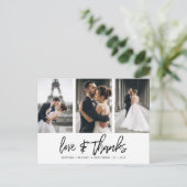 手書き写真コラージュ白感謝してい愛 ポストカード (スタンド正面)