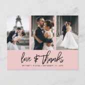 手書き写真コラージュ赤面ピンク ポストカード (正面)