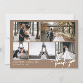 手書き写真モダンコラージタン サンキューカード