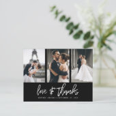 手書き写真モダンコラージュ黒ありがとう ポストカード (スタンド正面)