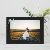 手書き写真モダンThank You Black サンキューカード (スタンド正面)