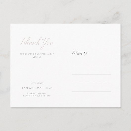 手書き写真結婚のお礼のはがき ポストカード (裏面)