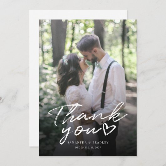 手書き写真結婚のサンキューカード サンキューカード (正面/裏面)
