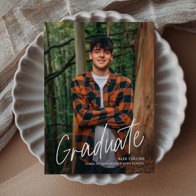 手書き写真 卒業 磁石 お知らせ (Handwritten Photo Graduation Magnetic Announcement Card.)