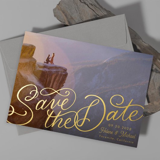 手書き写真 箔招待状