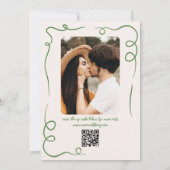 手書き写真QRコー予測できなドお洒落結婚s 招待状 (裏面)