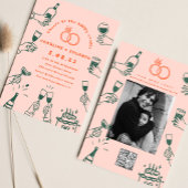 手書き写真Qrcodeコンテンポラリー結婚の 招待状