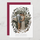 手書き切り出しリースフレームホワイトホリデーフォト シーズンカード (正面/裏面)