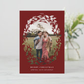 手書き切り出しリースフレームレッドホリデーフォト シーズンカード (スタンド正面)