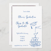 手書き卒業招待状と発表 招待状 (正面/裏面)