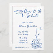 手書き卒業招待状と発表 招待状 (正面/裏面)