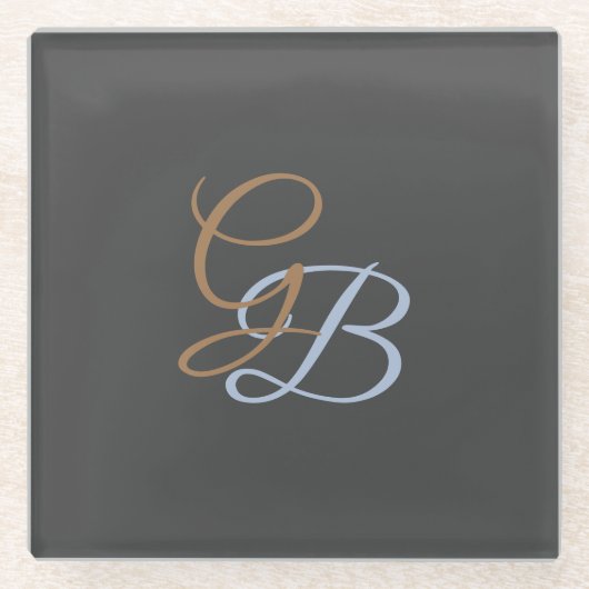 手書き単純モダンモノグラムミニマル主義者 ガラスコースター (正面)