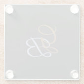 手書き単純モダンモノグラムミニマル主義者 ガラスコースター (裏面)