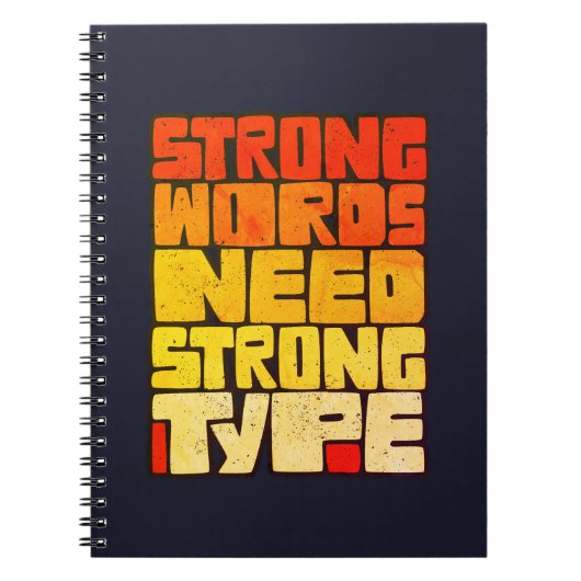 手書き単語強い言葉は強いタイプが必要 ノートブック (正面)