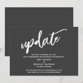 手書き取り消し結婚の更新ダークグレー 招待状 (正面/裏面)