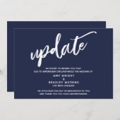 手書き取り消し結婚の更新ネイビーブルー 招待状 (正面/裏面)