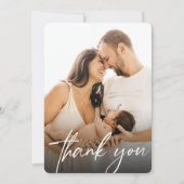 手書き台本ベビーガール写真ベビーシャワー サンキューカード (正面)