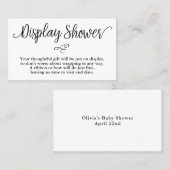 手書き台本ベビーシャワーギフト表示カード 名刺 (正面/裏面)