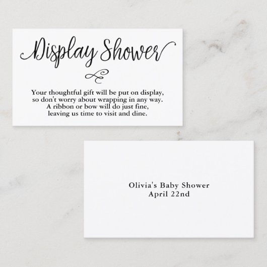 手書き台本ベビーシャワーギフト表示カード 名刺 (正面/裏面)