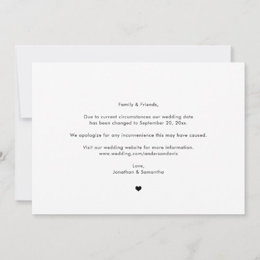 手書き同じ愛の日付の写真を変更 セーブザデート (裏面)