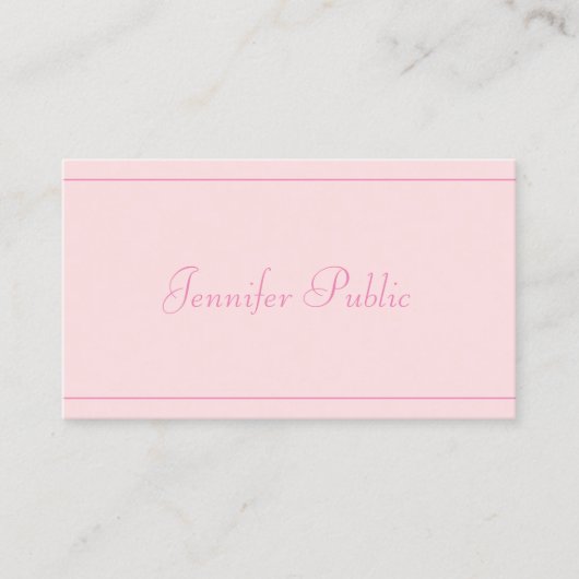 手書き名エレガントピンク背景テンプレート 名刺 (正面)